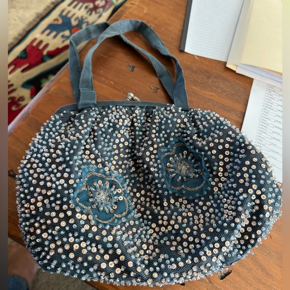 Christian Livingston Embellished Black and Silver Women's Bag